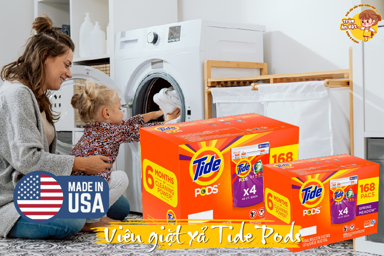 Viên giặt xả Tide PODS Liquid Laundry Detergent Soap Pacs 168 viên.