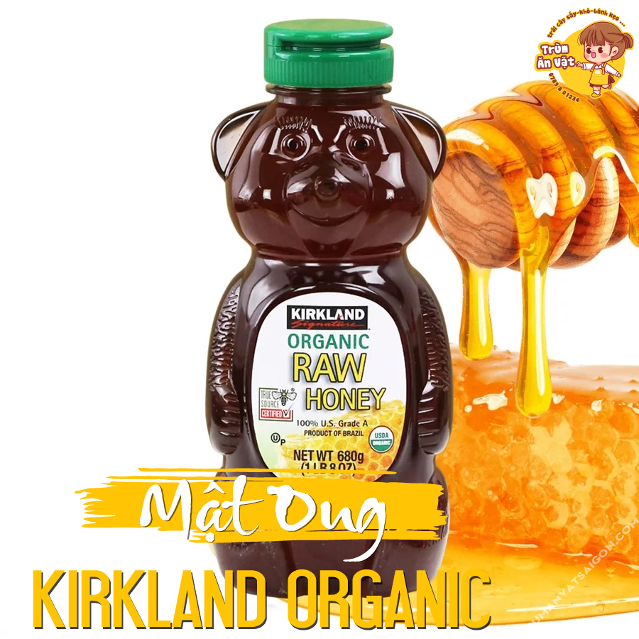 Mật Ong Kirkland Organic Honey Bears Chai 680g của Mỹ