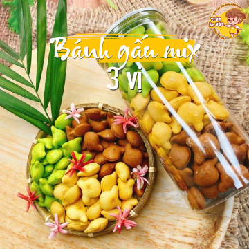 Bánh gấu mix 3 vị nhân kem lớn